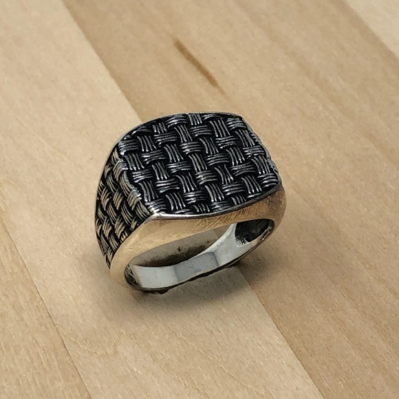 925 Sterling Silver Woven knot Design Men's Ring - Picture 1 of 5
